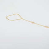 Dainty Diamond Gold Hand Chain - Natural Diamond Bezel Finger Bracelet - Handmade Tennis Jewelry