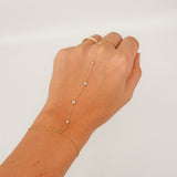 Dainty Diamond Gold Hand Chain - Natural Diamond Bezel Finger Bracelet - Handmade Tennis Jewelry