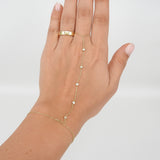 Dainty Diamond Gold Hand Chain - Natural Diamond Bezel Finger Bracelet - Handmade Tennis Jewelry