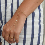 Dainty Diamond Gold Hand Chain - Natural Diamond Bezel Finger Bracelet - Handmade Tennis Jewelry