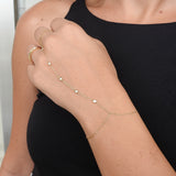 Dainty Diamond Gold Hand Chain - Natural Diamond Bezel Finger Bracelet - Handmade Tennis Jewelry