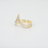 Double V-Shaped Diamond Wedding Band - Wishbone Chevron Ring