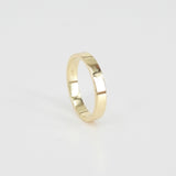 Simple 3 mm Flat Solid Gold Ring – Engraved Wedding Bands for Couples