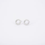 Circle Pave Diamond Studs – Genuine Diamond Gold Earrings