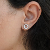 Circle Pave Diamond Studs – Genuine Diamond Gold Earrings