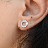 Circle Pave Diamond Studs – Genuine Diamond Gold Earrings