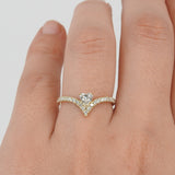 GIA Certified Heart Diamond Chevron Engagement Ring