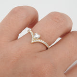 GIA Certified Heart Diamond Chevron Engagement Ring