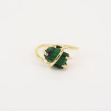 Natural Raw Colombian Emerald Solitaire Engagement Ring - Unique Raw Gemstone Statement Ring