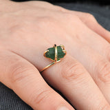 Natural Raw Colombian Emerald Solitaire Engagement Ring - Unique Raw Gemstone Statement Ring