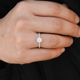 Art Deco Halo Diamond Engagement Ring - April Birthstone - Handmade Jewelry