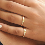 Unique His & Her Gold Wedding Band - Flat 3 mm Plain Solid 18k Gold Ring