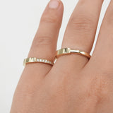 Unique Flat Pave Diamond Wedding Band – His and Hers Solid 18k Gold Rings