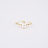 Unique Vintage Nature-Inspired Genuine Pearl Diamond Ring