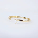 Simple Dome Solid 18k Gold Bangle – Minimalist Wedding Stacking Bracelet