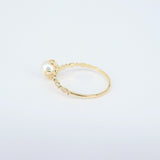 Unique Vintage Nature-Inspired Genuine Pearl Diamond Ring