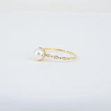 Unique Vintage Nature-Inspired Genuine Pearl Diamond Ring