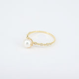 Unique Vintage Nature-Inspired Genuine Pearl Diamond Ring