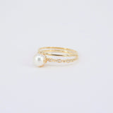 Unique Vintage Nature-Inspired Genuine Pearl Diamond Ring
