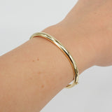 Simple Dome Solid 18k Gold Bangle – Minimalist Wedding Stacking Bracelet