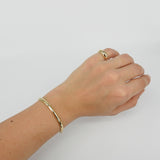 Simple Dome Solid 18k Gold Bangle – Minimalist Wedding Stacking Bracelet