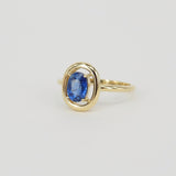 Genuine Oval Celestial Halo Cornflower Sapphire Engagement Ring