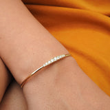 Graduated Diamond Gold Cuff Bangle – Thin Solid Gold Cuff