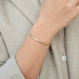 Simple Dome Solid 18k Gold Bangle – Minimalist Wedding Stacking Bracelet