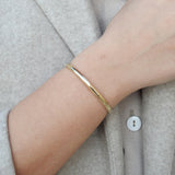 Simple Dome Solid 18k Gold Bangle – Minimalist Wedding Stacking Bracelet