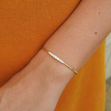 Graduated Diamond Gold Cuff Bangle – Thin Solid Gold Cuff