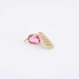Unique Natural Tourmaline and Engraved Solid Gold Pendants - Personalized Necklace Set
