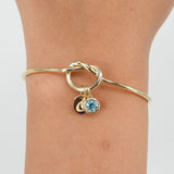 Solid Gold Knot Bangle – Personalized Birthstone & Engraving Charms