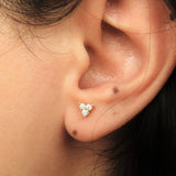 Large Diamond Trio Stud Earrings – Minimalist Cluster of Genuine Diamonds