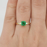 Princess Emerald Engagement Ring - Natural Colombian Emerald Ring - Simple Handmade May Birthstone Jewelry