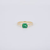 Princess Emerald Engagement Ring - Natural Colombian Emerald Ring - Simple Handmade May Birthstone Jewelry