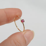 Dainty Ruby Engagement Ring – Small Minimalist Ruby Ring – Simple genuine Ruby Ring - Natural July Birthstone Ring - Ruby Stacking Gold Ring