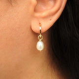 Baroque Pearl Hoop Earrings - Vintage Dangling Huggies