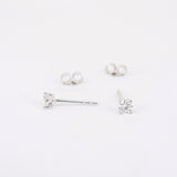 Dainty Diamond Stud Earrings – Four-Prongs Open Housing Design (3.3 mm / 0.30 Ct)