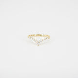 Floating Diamond V Wedding Band - Single Prong Chevron Ring