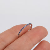 Natural Dainty Blue Sapphire Half Eternity Wedding Band