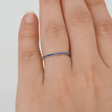 Natural Dainty Blue Sapphire Half Eternity Wedding Band