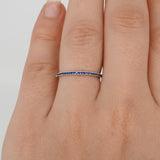 Natural Dainty Blue Sapphire Half Eternity Wedding Band