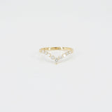 Floating Diamond V Wedding Band - Single Prong Chevron Ring