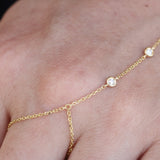 Bezel Diamond Hand Chain – Multi-Diamond Bracelet with Thicker Gold Chain – Layered Tennis Jewelry