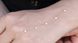 Bezel Diamond Hand Chain – Multi-Diamond Bracelet with Thicker Gold Chain – Layered Tennis Jewelry