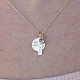 Personalized Family Name Necklace – Solid 18k Gold Engraved Charms with Birthstone – Custom Gift for Mom, Grandma, or New Baby