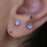 Natural Tanzanite Stud Earrings – Round December Birthstone Solid 18k Gold Studs – Dainty Minimalist Fine Jewelry Gift for Her