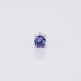 Natural Tanzanite Stud Earrings – Round December Birthstone Solid 18k Gold Studs – Dainty Minimalist Fine Jewelry Gift for Her