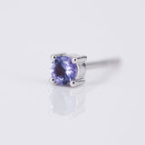 Natural Tanzanite Stud Earrings – Round December Birthstone Solid 18k Gold Studs – Dainty Minimalist Fine Jewelry Gift for Her