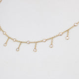 Diamond Bezel Drop Necklace Choker – Solid 18k Gold Natural Diamond Station Necklace – Dainty Bridal Jewelry Gift